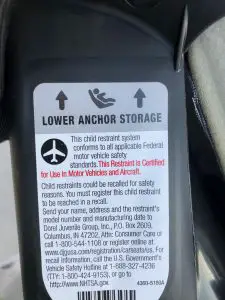 Airplane approved car seat sticker