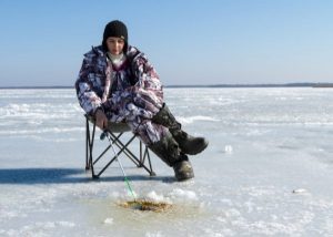 ice fishing in a chair