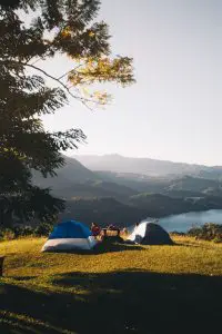 Camping on a white water rafting trip